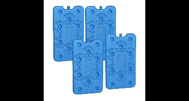 Gerimport Koelelementen plat - 4x - 400 ml - 14 x 24 cm - blauw - kunststof