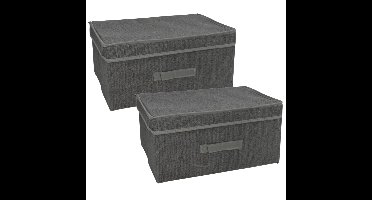 Gerimport Opbergbox London - 4x - 30 x 40 x 20 - antraciet - met handvaten