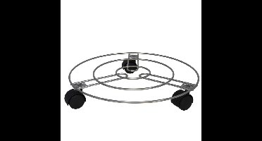 Gerimport Planten trolley/multiroller - rond - grijs metaal - D35 cm - draagkracht ca 20 kg
