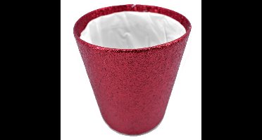 Gerimport Plantenmand - rood glitter - bloempot - 15 x 14 cm - kerst