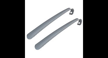 Gerimport Schoenlepel - 2x - 43 cm - kunststof - zilver - met haak - instaphulp - schoenen