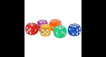 Gerimport Speelgoed spellen Dobbelstenen - multi kleuren - 6x stuks - kunststof