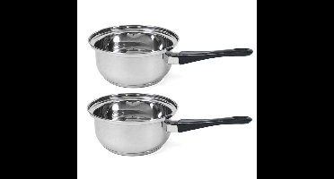 Gerimport Steelpan London - 2x - D16 cm - 2 liter - sauspan/juspan - pannen