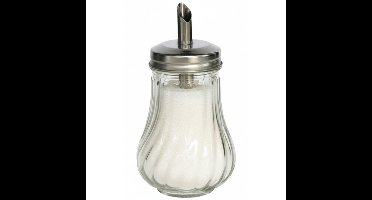 Gerimport Suikerpot / strooier - glas met RVS tuit - 210 ml - dispenser