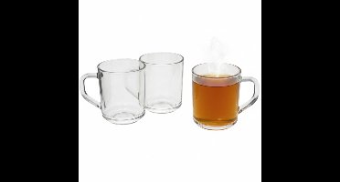 Gerimport Thee bekers / mokken Nova - 3x stuks - glas - 246 ml