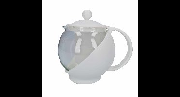 Gerimport Theepot - met infuser/ filter - 750 ml - wit - theekan