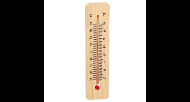 Gerimport Thermometer - hout - 15 x 4 cm - naturel - tot 50 graden Celsius