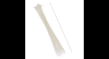 Gerimport tie-wraps/kabelbinders - 30x stuks - wit - kunststof - 25 cm
