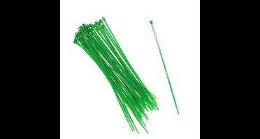 Gerimport tie-wraps/kabelbinders - 50x stuks - groen - kunststof - 15 cm