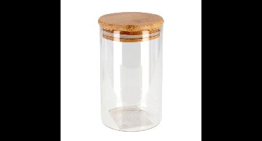 Gerimport Voorraadpot - 1x - glas - bamboe deksel - 1,3L - 22 cm