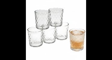 Gerimport Waterglazen / drinkglazen Diamand - 6x stuks - transparant - 265 ml