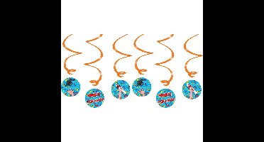 Geslaagd thema party hangdecoraties - plastic - blauw/rood - set van 6x stuks - 14 cm