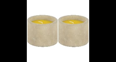 Geurkaars citronella - 2x - in betonnen houder - 10 branduren - citrus