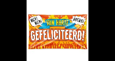 Gevelvlag Gefeliciteerd - 100 x 150 cm - polyester - verjaardag vlag - versiering