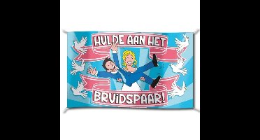 Gevelvlag Hulde aan het bruidspaar - 90 x 150 cm - polyester - bruiloft/huwelijk vlag