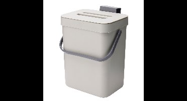 Gft afvalbakje voor aanrecht - of aan keuken kastje - 3L - grijs - afsluitbaar - ophangbaar