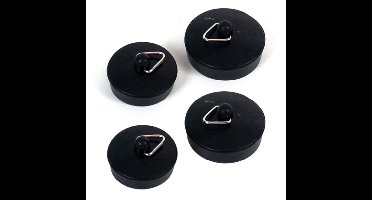 Gootsteenstop - 4x - rubber - zwart - 36 en 48 mm - wasbak afvoerstop