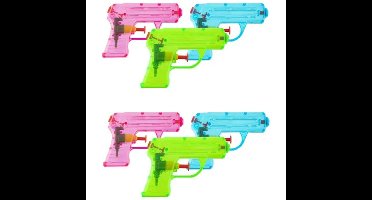 Grafix Waterpistooltje/waterpistool - 12x - klein model - 11 cm - blauw/roze/groen
