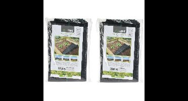 Gronddoek/worteldoek - 2x - anti onkruid - tuin - 100 x 1000 cm - zwart