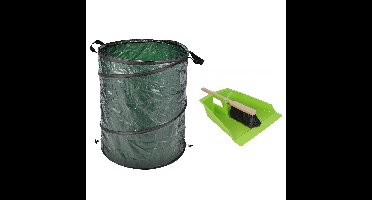 Groot stoffer/blik groen 43 cm met tuinafvalzak 130L voor tuinafval/bladeren