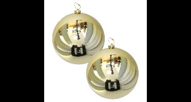 Grote decoratie kerstballen - 2x st - goud - 15 cm - kunststof - glimmend - kerstversiering