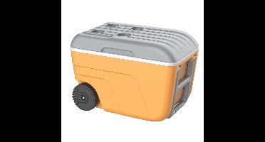 Grote koelbox Glacieres - 52 L - kunststof - oranje - 59 x 36 x 42 - wieltjes