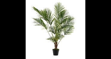 Grote kunstplant Areca/goudpalm - H125 cm - in zwarte plastic pot - kunstplanten