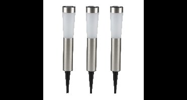 Grundig Prikspot - 3x - solar - tuinverlichting - RVS - 56 cm