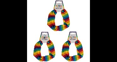 Haarbandje voor dames - 3x - Gay Pride/Regenboog thema kleuren - polyester