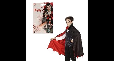Halloween Dracula/vampier verkleed set - voor kinderen - cape en tanden - rood/zwart