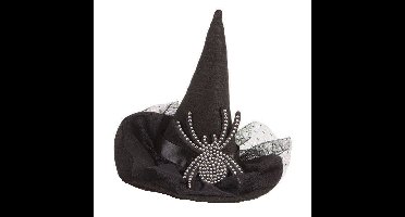 Halloween heksenhoed - mini hoedje op diadeem - one size - zwart - meisjes/dames