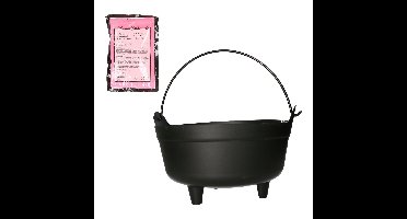 Halloween heksenketel/kookpot met heksensoep - 37 cm - incl. kleurpoeder roze