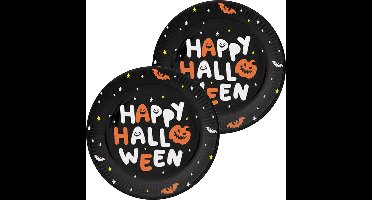 Halloween thema feest bord - 12x - pompoen print - papier - D23 cm