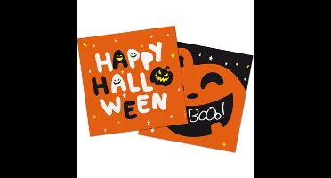 Halloween thema feest servetten - 20x - pompoen print - papier - 33 x 33 cm