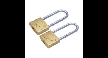 Hangslot met 2 sleutels - 2x - 40 mm - messing - 64 mm beugel - kofferslot