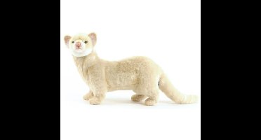 Hansa Knuffel Fret - wit - 40 cm - pluche - marter knuffels - knuffeldier - realistisch - knuffelfre