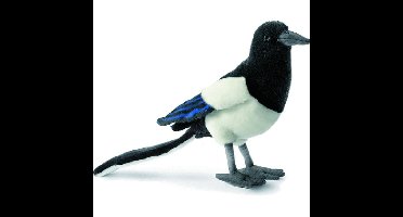 Hansa pluche ekster - vogel knuffeldier - 33 cm - bosdieren knuffel