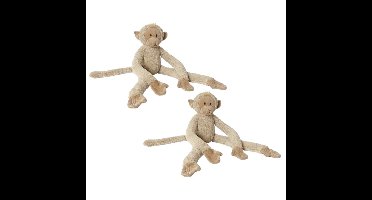 Happy Horse pluche aapje knuffel - 2x stuks - beige - 45 cm - Apen knuffels - Hangende dieren met kl