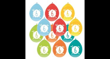 Haza party Ballonnen - 6 jaar - leeftijd verjaardag - 12x stuks - 30 cm - versiering - feestartikele