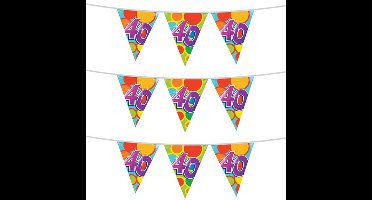Haza Vlaggenlijn - 3x stuks - 40 jaar - leeftijd slinger - verjaardag versiering - 10 meter
