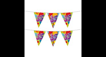 Haza Vlaggetjes - 2x stuks - 35 jaar - leeftijd verjaardag - plastic - 10 meter - feestartikelen - v