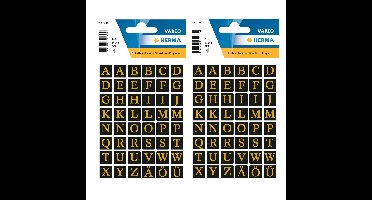 Hema Stickervellen - 192x Letter stickers - alfabet - zwart/goud - 13 mm