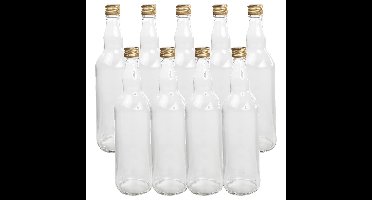 HI DIY glazen - 9x st - cadeau/decoratie flesjes 700 ml - met dop 8 x 27 cm