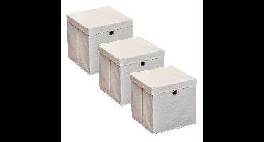 HI Opbergmand - 3x - grijs - 30 x 30 cm - kunststof - met deksel