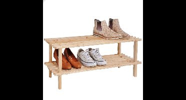 HI Schoenenrek 2-laags - natuurlijk hout - compact formaat - overzichtelijk