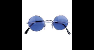 Hippie Flower Power Sixties ronde glazen zonnebril blauw