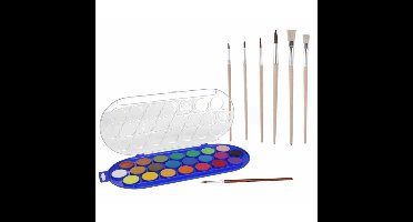 Hobby waterverf/aquarelverf 22 kleuren met 7x stuks penselen