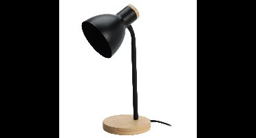 Home & Styling Tafellamp/bureaulampje Design Light - hout/metaal - zwart - H36 cm