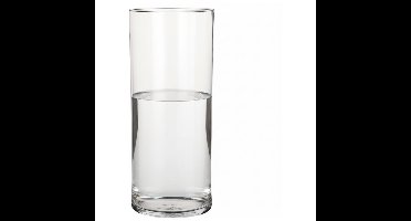 Home & Styling Bloemenvaas - Cilinder vorm - transparant - glas - 19 x 48 cm - rechte cilinder