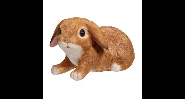 Home & Styling Decoratie paashaas / konijn - hangoren - bruin - polystone - 13 cm - liggend